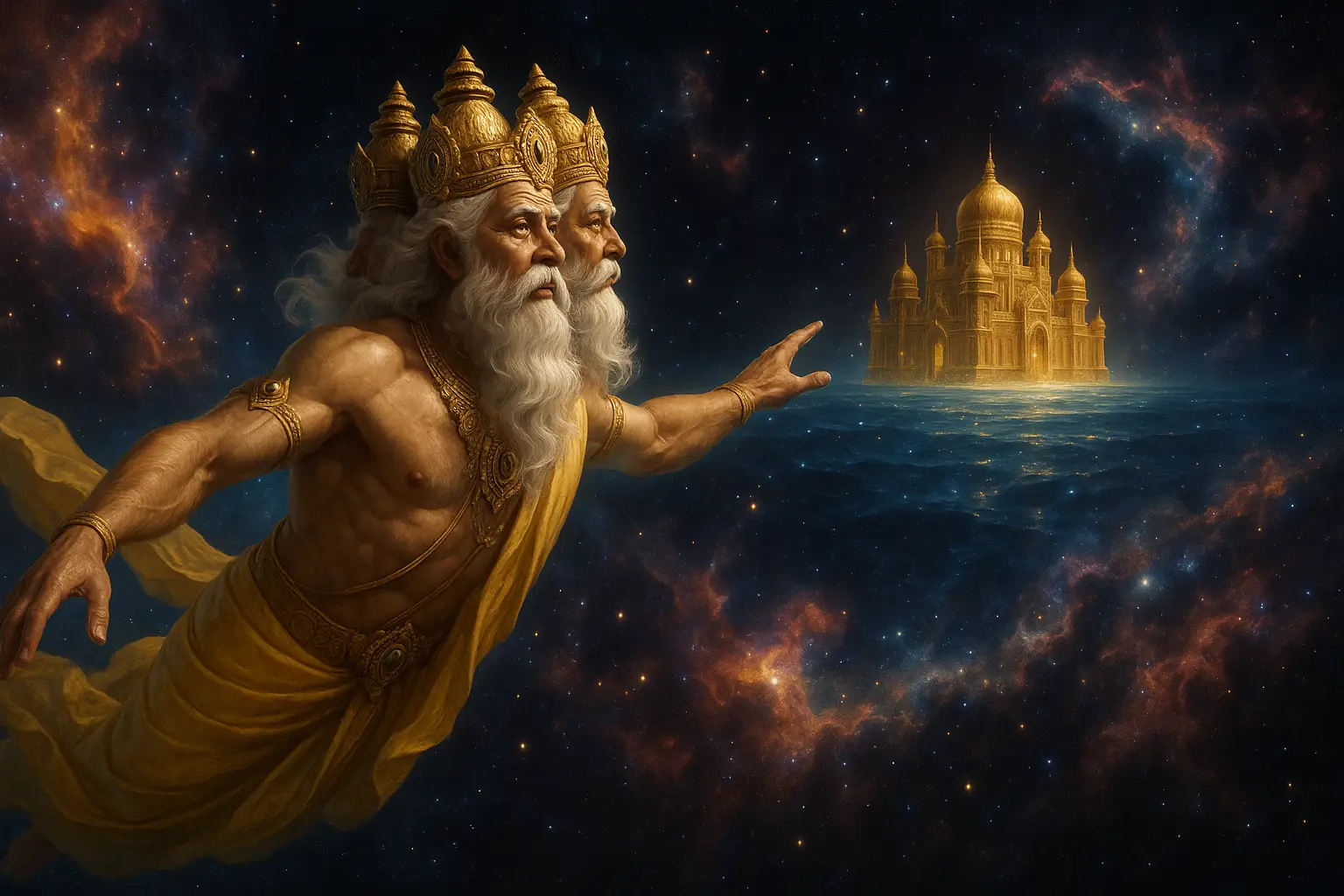 Chaturmukhi Brahma visits Vaikuntha to find lord vishnu